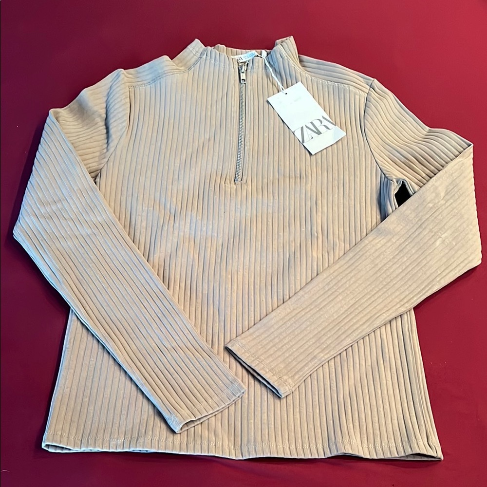 Zara Beige Ribbed Women's Sweater